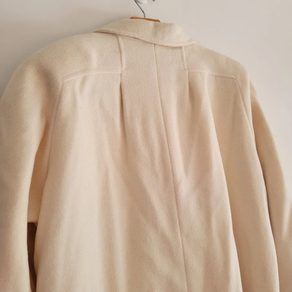 Vintage 60s Miss Abbmoor High Quality Wool Double Breasted Coat Cream XL- XXL